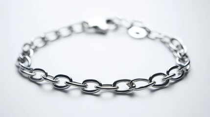 A silver chain bracelet, isolated on a white background.