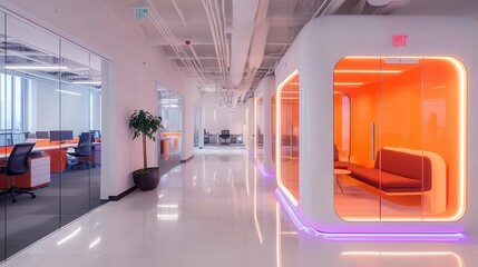 Obraz premium Business Incubator with Orange Pods and LED-Lit Flooring