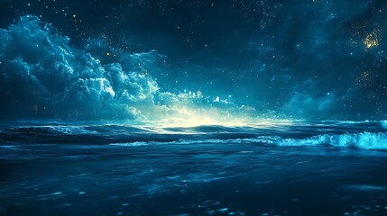 Ocean Night Sky Starscape