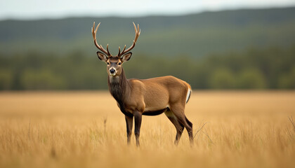 Obraz premium Majestic Deer in Golden Field