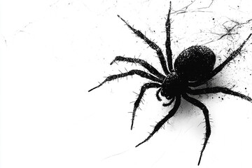 Obraz premium Black spider on a white background detailed illustration