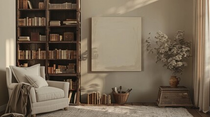 Cozy Reading Nook With Bookshelves And Artwork