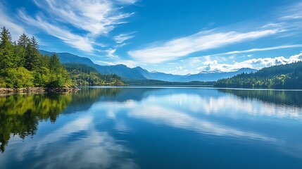 Fototapeta premium Lake Reflection Landscape Serenity Nature
