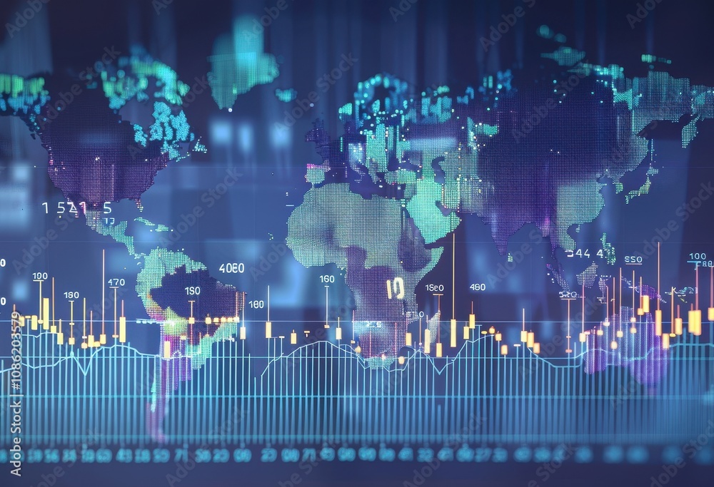 Poster global financial market data visualization display