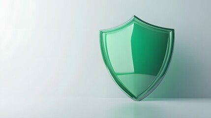 
A 3D protection concept with a shield on a white background. Green shield icon