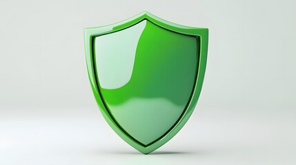 
A 3D protection concept with a shield on a white background. Green shield icon