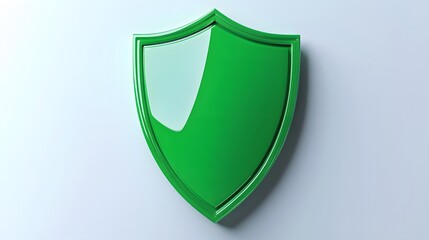 
A 3D protection concept with a shield on a white background. Green shield icon