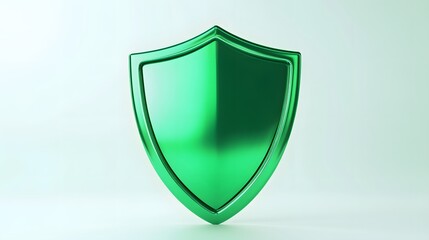 
A 3D protection concept with a shield on a white background. Green shield icon