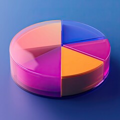 Fototapeta premium Glass pie chart with colorful slices.