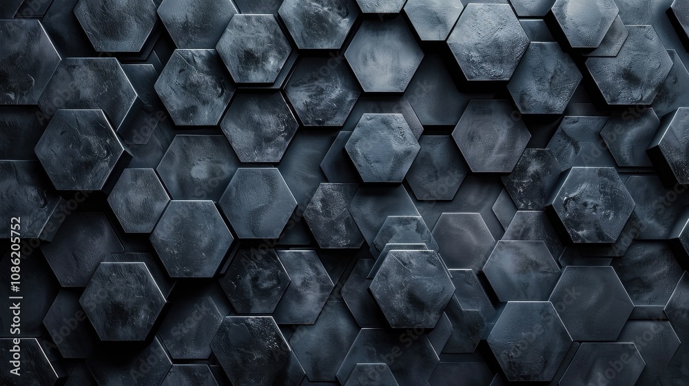Poster Dark Hexagonal Pattern Abstract Background Texture