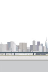 Naklejka premium Cityscape isolated view from sidewalk have skyscraper behind on white background vertical template graphic illustration.