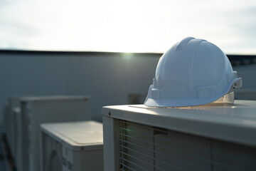 helmet safety for engineer Mechanic or maintenance or electrical, electrical control systems industrial plant. Utility fore man daily check power systems in process.