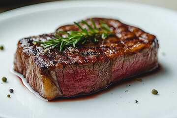 Grilled Steak Rosemary Garnish Delicious Meal