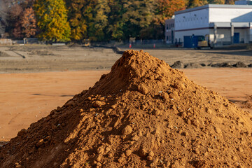 Construction photos of new baseball, softball, sports field red clay pitchers mound and infield clay surfacing.
