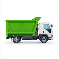 Illustration of Recycling Truck, Transport Element, Green and White, Isolated on White Background