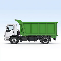 Illustration of Recycling Truck, Transport Element, Green and White, Isolated on White Background