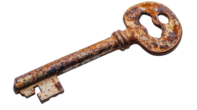 Rusty retro key transparent background - Powered by Adobe