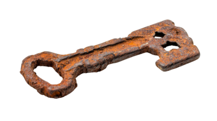 Rusty retro key transparent background