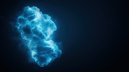 A glowing blue cloud with electric energy against a dark background.