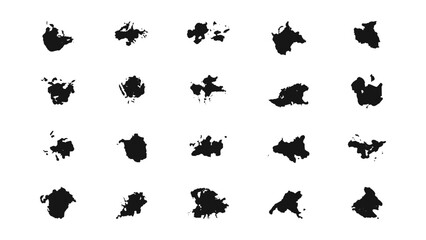 Texture brushes and blotches smears various shapes. Blots and splashes. For cover backgrounds and decorative accents for social media posters and websites. Vector illustration.