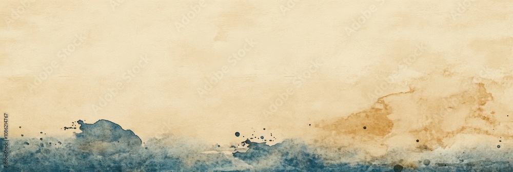 Poster a harmonious blend of soft blue and golden tones creates a peaceful watercolor texture ideal for art