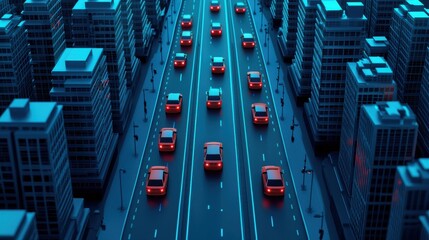 Traffic flow in a modern city at night.