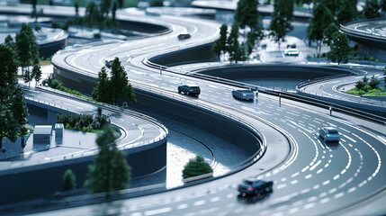 Autonomous vehicle testing facility featuring advanced road systems and multiple test routes