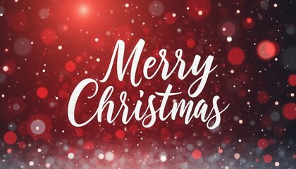 The image radiates holiday cheer with a vibrant red background adorned with shimmering bokeh lights in various sizes, creating a magical atmosphere. The elegant, cursive text "Merry Christmas" stands