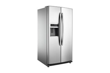 Silver color refrigerator isolated on white