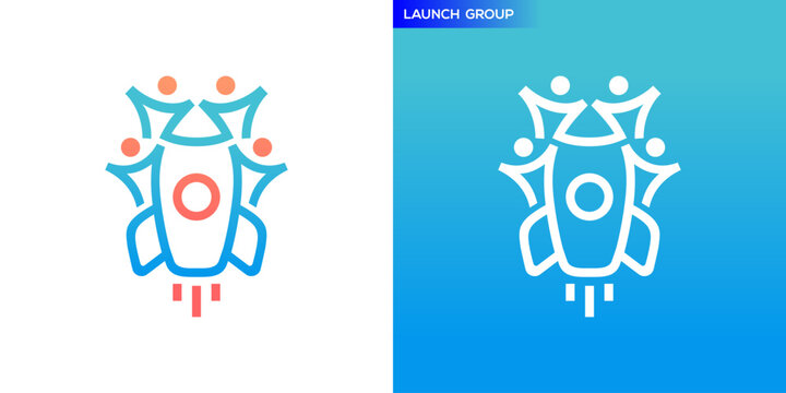 Logo launch group. Technology, teamwork. Icon symbol design template EPS 10.