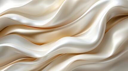 The silky fabric flows gracefully with gentle waves, reflecting soft light. Its cream color creates a warm and inviting ambiance, perfect for showcasing elegance and luxury in textiles.