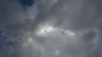Beautiful dark dramatic sky with stormy clouds before rain or snow. Thunderstorm heaven landscape. Timelapse. High quality photo