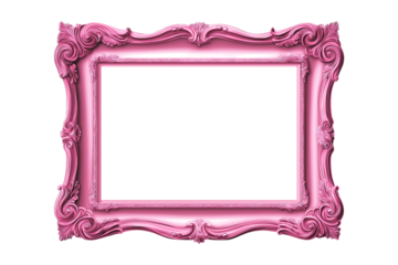 Pink color old style frame, isolated on white