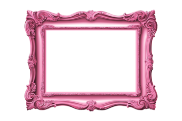Pink color old style frame, isolated on white