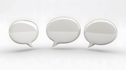 3d Speech bubbles, 3 different angle, white background