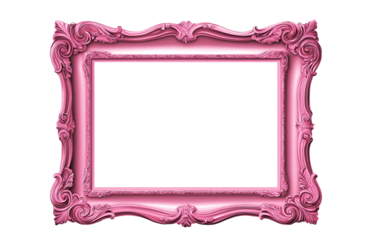 Pink color old style frame, isolated on white