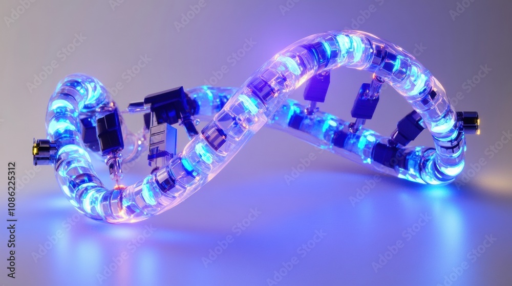 Aufkleber A striking DNA model featuring colorful lights highlights the double helix structure, emphasizing its significance in molecular biology. Generative AI