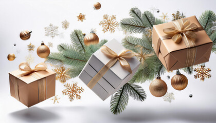 Gift boxes, Christmas balls