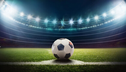 Soccer Football with spotlights in the stadium
