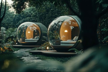 Modern Bubble Homes Nestled in Lush Greenery