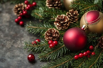 Christmas Decorations, Festive Ornament and Pine Branches