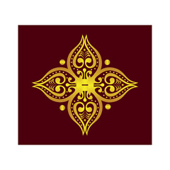 Chinese batik logo vintage luxury design gold vector illustration