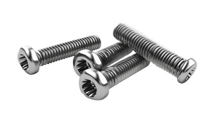 A collection of metallic screws featuring distinct threading and a flat head design.