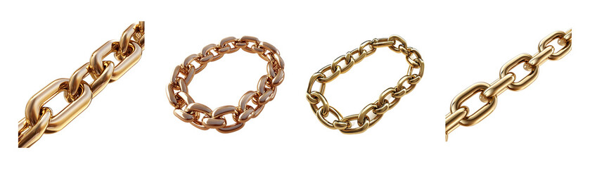 Obraz premium Various styles of detailed gold chains showcasing elegance and luxury.