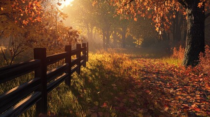 Obraz premium Autumnal Path Through Woods
