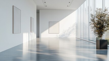 Fototapeta premium Modern Gallery Interior with Empty Frames