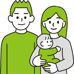 Obraz premium 若い親子のイラスト