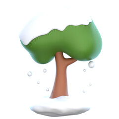 3d icon Winter Tree, 3d illustration, 3d element, 3d rendering.