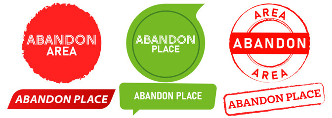 Abandon forsaken neglected place area forget old zone stamp colorful badges sign symbol label emblem sticker watermark design icon set collection