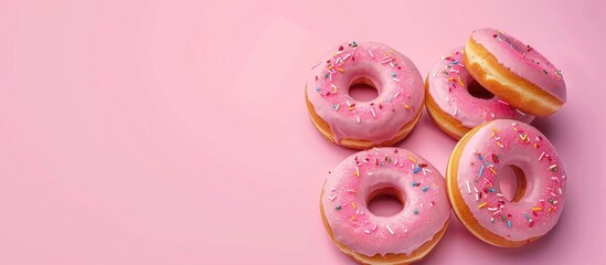 Fototapeta premium Donuts on Pink Background